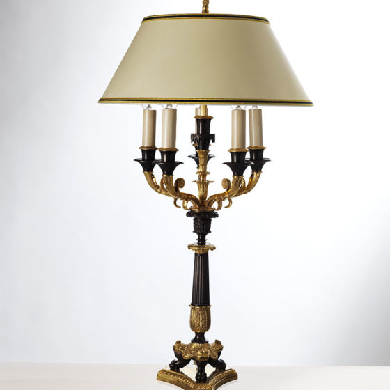 Art. L68/5 • Empire style candelabra, gilded bronze and antique patina • Ø 40, H 68